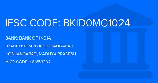 Bank Of India (BOI) Pipariyahoshangabad Branch IFSC Code