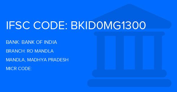 Bank Of India (BOI) Ro Mandla Branch IFSC Code