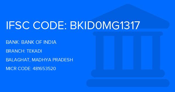 Bank Of India (BOI) Tekadi Branch IFSC Code