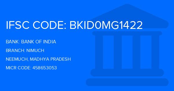 Bank Of India (BOI) Nimuch Branch IFSC Code