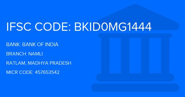 Bank Of India (BOI) Namli Branch IFSC Code