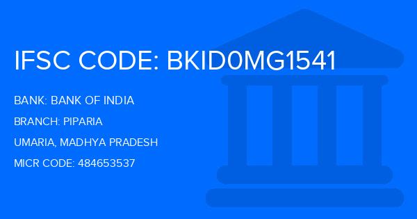 Bank Of India (BOI) Piparia Branch IFSC Code