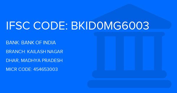 Bank Of India (BOI) Kailash Nagar Branch IFSC Code