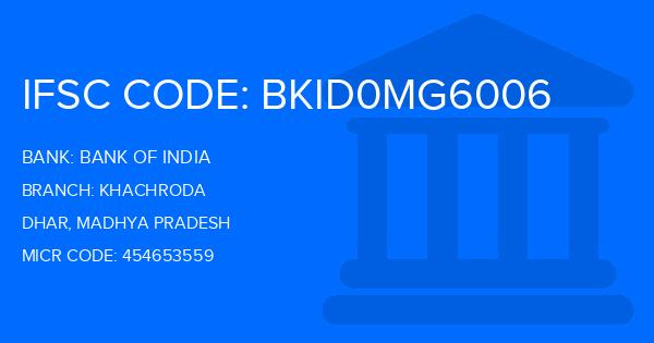 Bank Of India (BOI) Khachroda Branch IFSC Code
