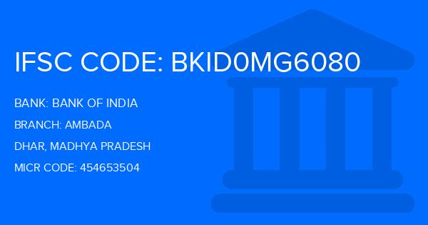 Bank Of India (BOI) Ambada Branch IFSC Code