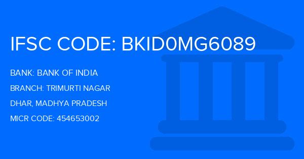 Bank Of India (BOI) Trimurti Nagar Branch IFSC Code