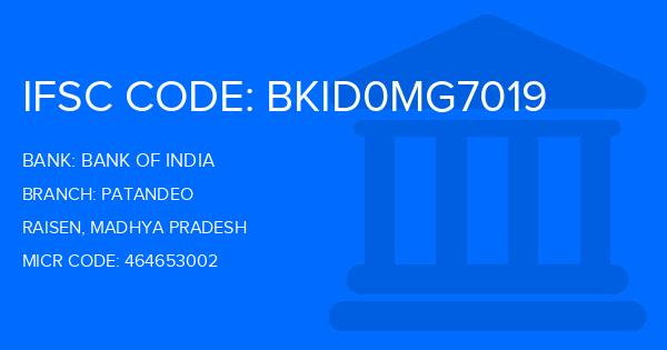 Bank Of India (BOI) Patandeo Branch IFSC Code