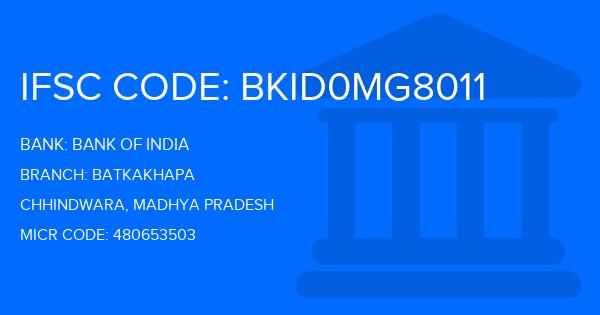 Bank Of India (BOI) Batkakhapa Branch IFSC Code