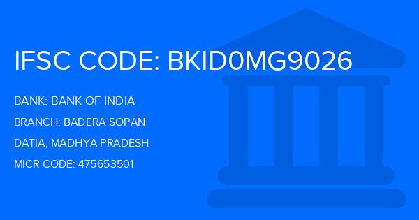 Bank Of India (BOI) Badera Sopan Branch IFSC Code