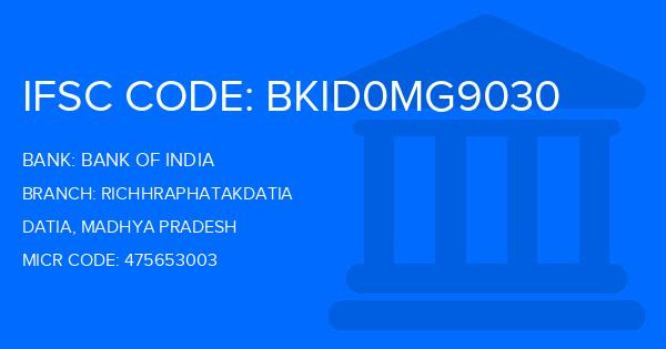 Bank Of India (BOI) Richhraphatakdatia Branch IFSC Code