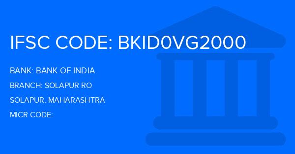 Bank Of India (BOI) Solapur Ro Branch IFSC Code