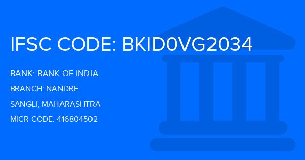 Bank Of India (BOI) Nandre Branch IFSC Code