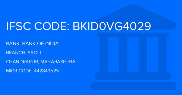 Bank Of India (BOI) Saoli Branch IFSC Code
