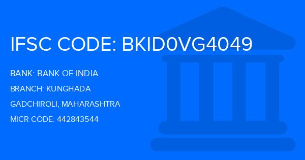Bank Of India (BOI) Kunghada Branch IFSC Code