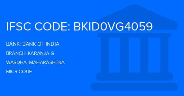 Bank Of India (BOI) Karanja G Branch IFSC Code