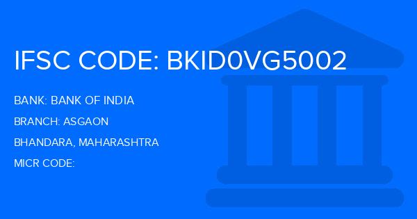 Bank Of India (BOI) Asgaon Branch IFSC Code