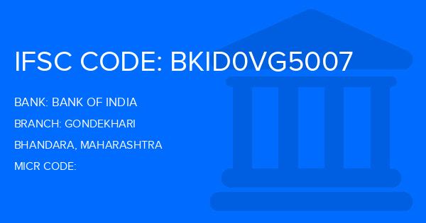 Bank Of India (BOI) Gondekhari Branch IFSC Code