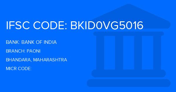 Bank Of India (BOI) Paoni Branch IFSC Code
