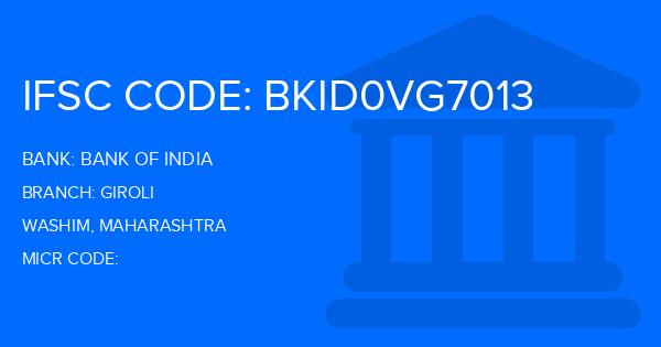 Bank Of India (BOI) Giroli Branch IFSC Code