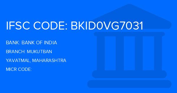 Bank Of India (BOI) Mukutban Branch IFSC Code