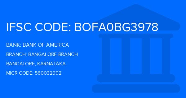 Bank Of America (BOA) Bangalore Branch
