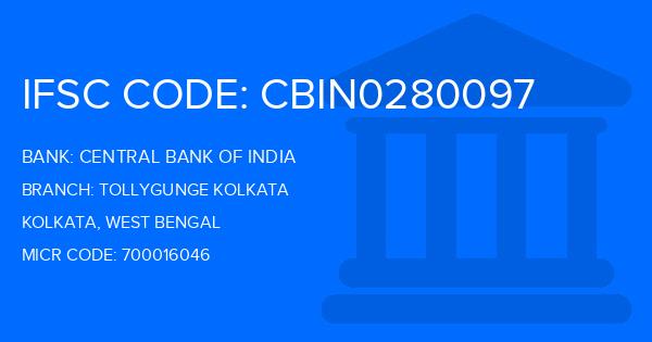 Central Bank Of India (CBI) Tollygunge Kolkata Branch IFSC Code