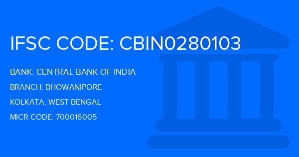 Central Bank Of India (CBI) Bhowanipore Branch IFSC Code