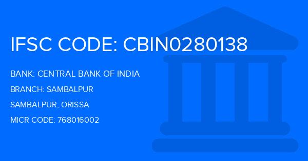 Central Bank Of India (CBI) Sambalpur Branch IFSC Code