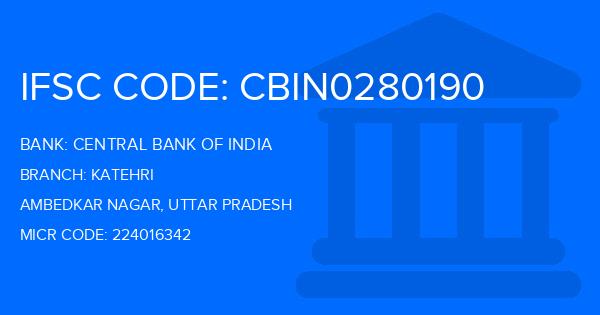 Central Bank Of India (CBI) Katehri Branch IFSC Code