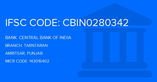 Central Bank Of India (CBI) Tarntaran Branch IFSC Code