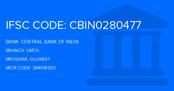 Central Bank Of India (CBI) Umta Branch IFSC Code
