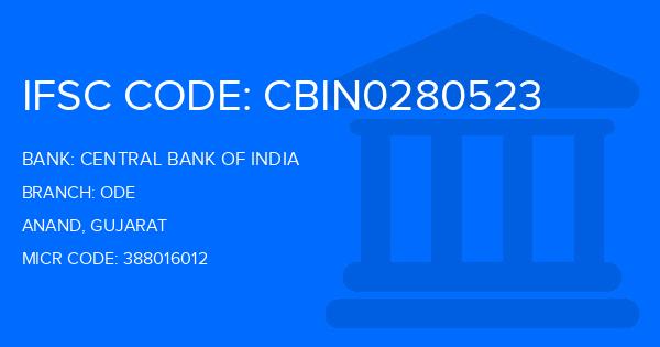 Central Bank Of India (CBI) Ode Branch IFSC Code