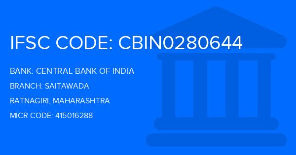 Central Bank Of India (CBI) Saitawada Branch IFSC Code