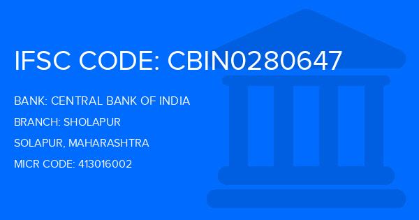 Central Bank Of India (CBI) Sholapur Branch IFSC Code