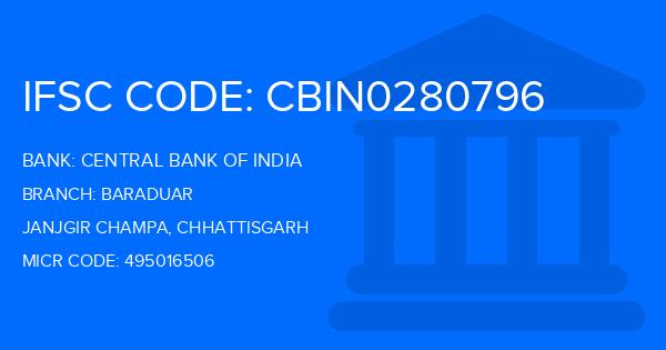 Central Bank Of India (CBI) Baraduar Branch IFSC Code