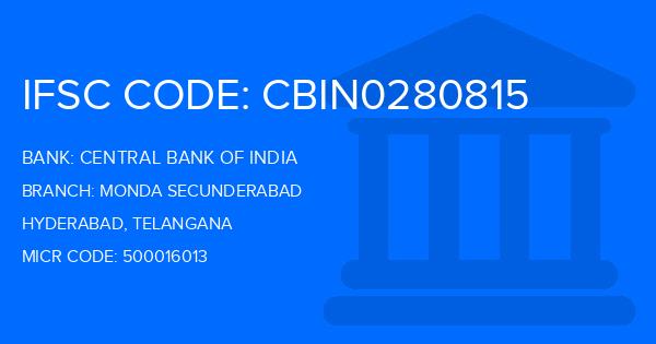 Central Bank Of India (CBI) Monda Secunderabad Branch IFSC Code