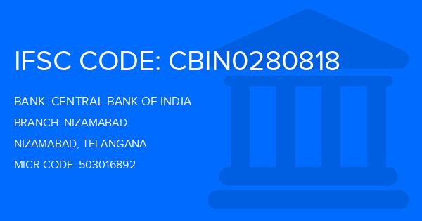 Central Bank Of India (CBI) Nizamabad Branch IFSC Code