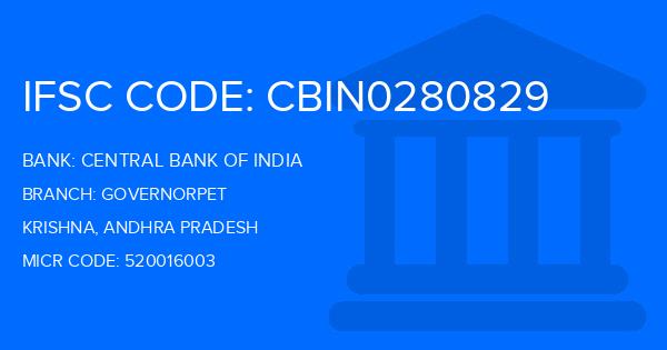 Central Bank Of India (CBI) Governorpet Branch IFSC Code
