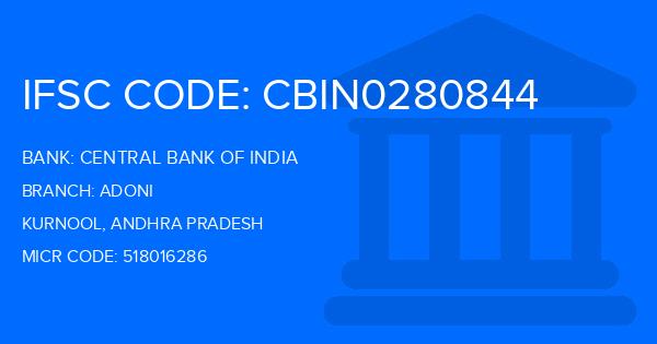 Central Bank Of India (CBI) Adoni Branch IFSC Code