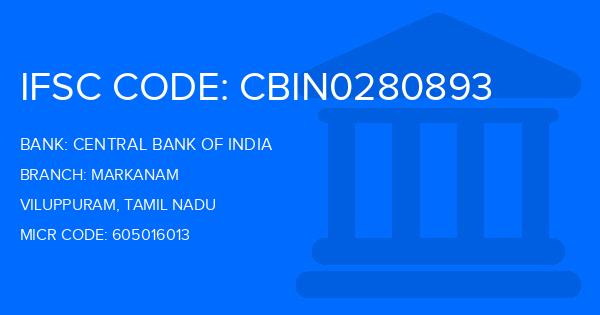 Central Bank Of India (CBI) Markanam Branch IFSC Code