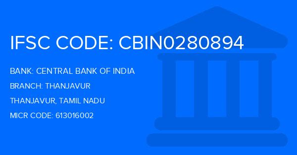 Central Bank Of India (CBI) Thanjavur Branch IFSC Code