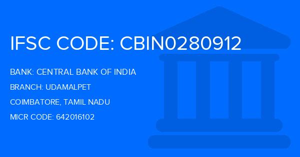 Central Bank Of India (CBI) Udamalpet Branch IFSC Code