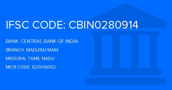 Central Bank Of India (CBI) Madurai Main Branch IFSC Code