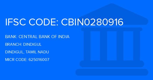 Central Bank Of India (CBI) Dindigul Branch IFSC Code
