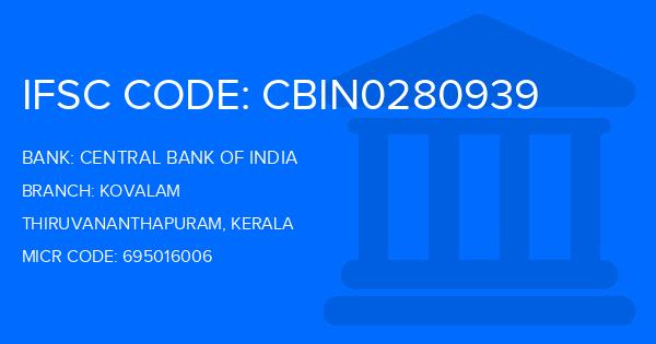 Central Bank Of India (CBI) Kovalam Branch IFSC Code