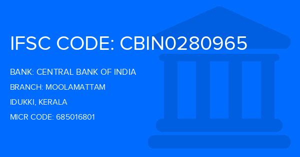 Central Bank Of India (CBI) Moolamattam Branch IFSC Code