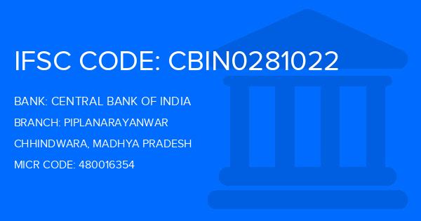 Central Bank Of India (CBI) Piplanarayanwar Branch IFSC Code