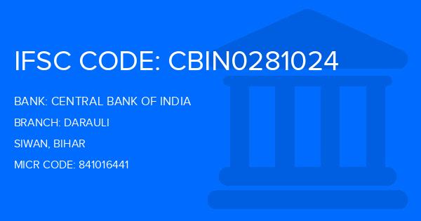 Central Bank Of India (CBI) Darauli Branch IFSC Code
