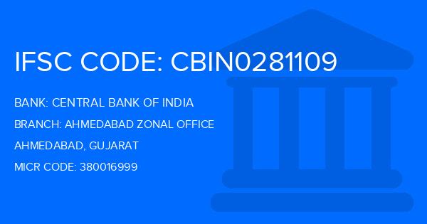 Central Bank Of India (CBI) Ahmedabad Zonal Office Branch IFSC Code