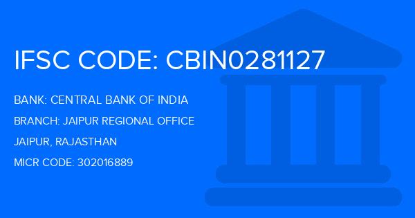 Central Bank Of India (CBI) Jaipur Regional Office Branch IFSC Code